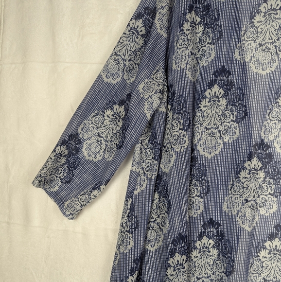 Fly Curvy Kimono Cover Up 2XL Blue White Floral Plus Size Cover-up - Picture 10 of 13